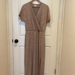 Garnet Hill champagne sequin maxi dress